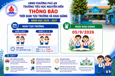 Thông báo thời gian tựu trường và khai giảng - Năm học 2026-2027