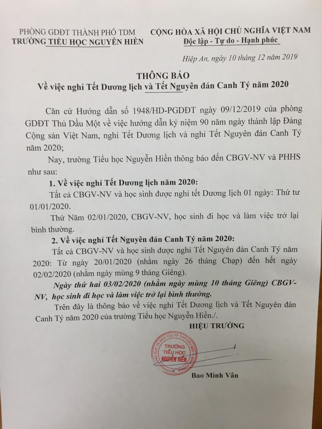 lich nghi tet 2020